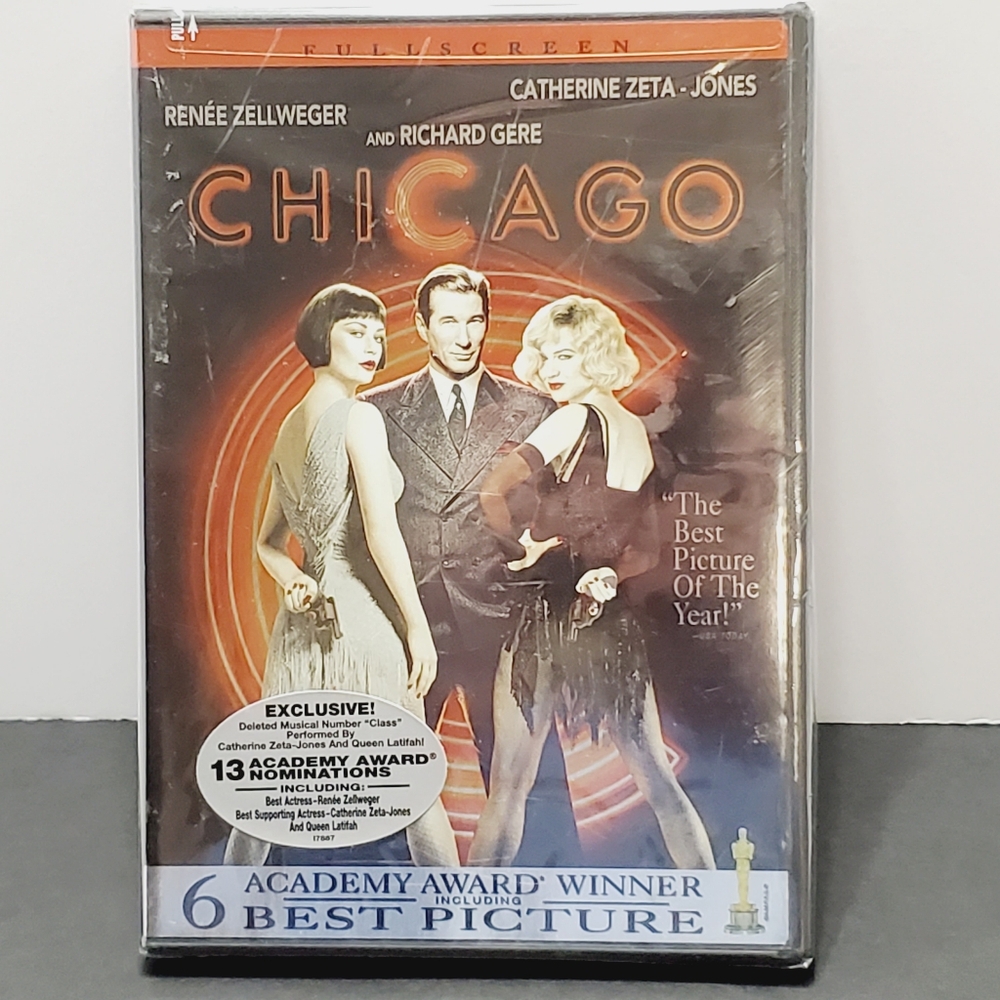 Chicago DVD Catherine Zeta Jones Richard Gere Fullscreen 2003 Rated PG13 NEW